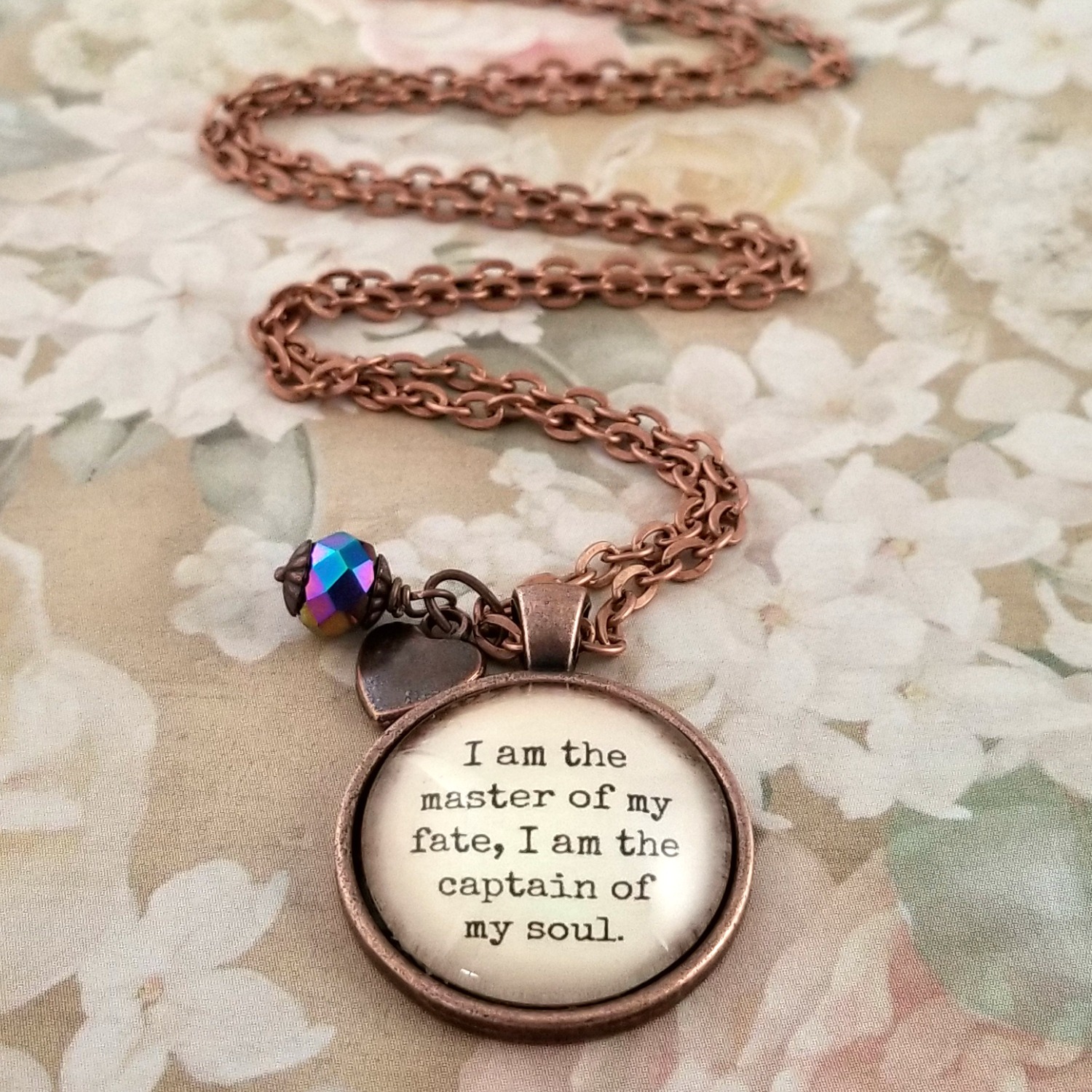 Encouraging Famous Literary Quote Pendant Necklace | I Am The 